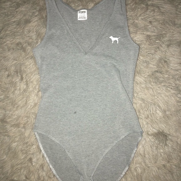 PINK Victoria's Secret Tops - Unworn Grey Pink Bodysuit